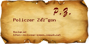 Policzer Zágon névjegykártya